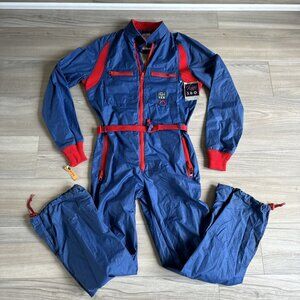 VTG Roffe 360 One Piece Spring Snow Ski Powder Shell Suit Womens M Blue Snowsuit